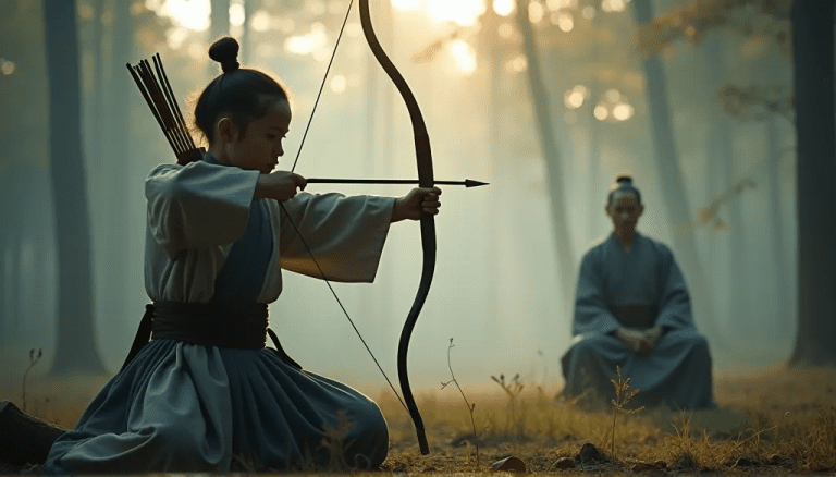 joven arquero y el maestro zen